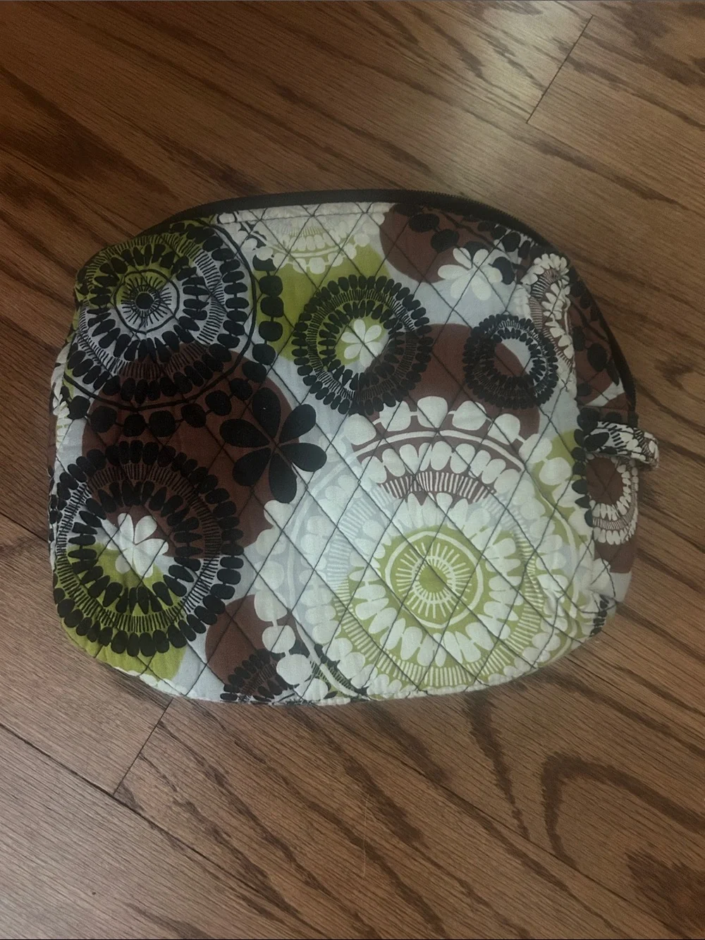 Vera Bradley Quilted Cosmetic Pouch in Green, Brown, Black